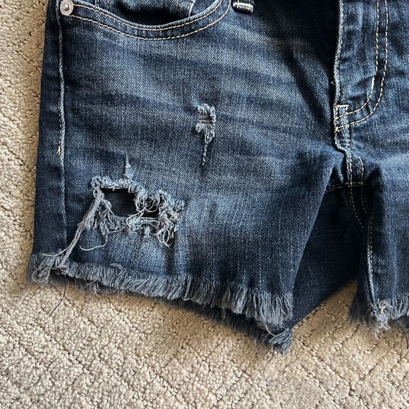 American Eagle Distressed Stretch Shorts, Dark wash, Size 4 - Picture 2 of 7